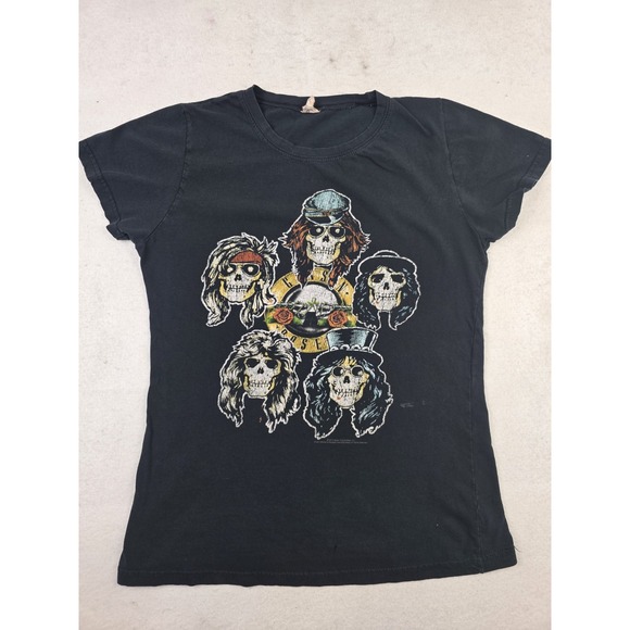 Bay Island Tops - 2012 Guns And Roses Band Tee Faded Black Shirt Vintage Style Womens Size XL